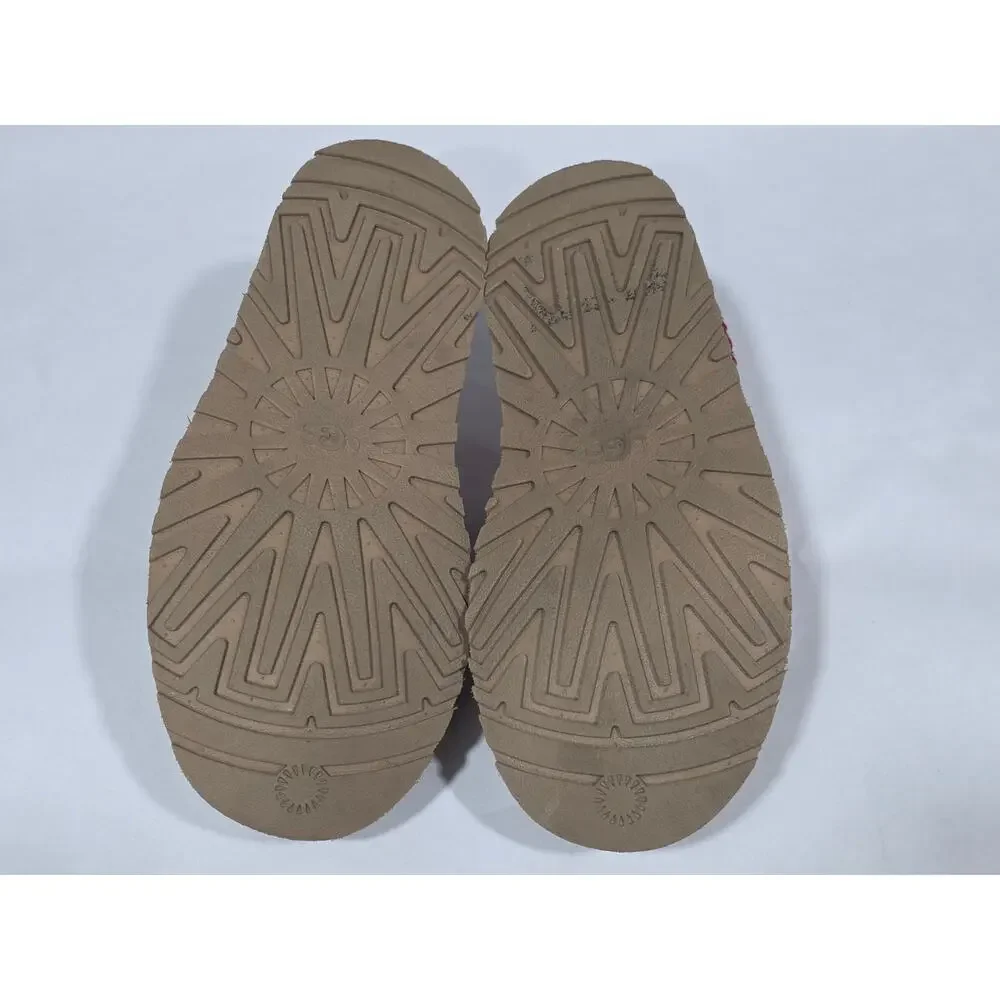UGG Tazz Kids Big Kid Size 3 Chestnut Suede Clog Red Trim Slippers